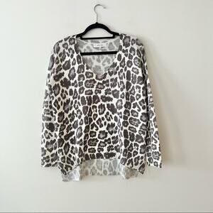 John + Jenn Leopard Print V-Neck Sweater